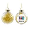 Transparent Christmas tree ball ornament with gold filling 8cm