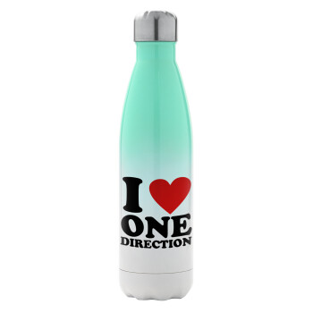 I Love, One Direction, Metal mug thermos Green/White (Stainless steel), double wall, 500ml