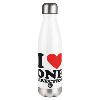 I Love, One Direction, Metal mug thermos White (Stainless steel), double wall, 500ml