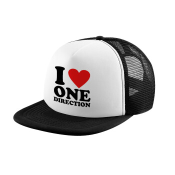 I Love, One Direction, Καπέλο παιδικό Soft Trucker με Δίχτυ ΜΑΥΡΟ/ΛΕΥΚΟ (POLYESTER, ΠΑΙΔΙΚΟ, ONE SIZE)