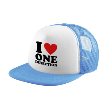 I Love, One Direction, Καπέλο παιδικό Soft Trucker με Δίχτυ ΓΑΛΑΖΙΟ/ΛΕΥΚΟ (POLYESTER, ΠΑΙΔΙΚΟ, ONE SIZE)