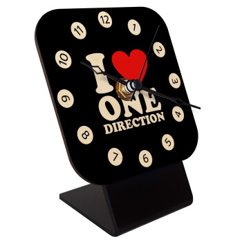 I Love, One Direction, Επιτραπέζιο ρολόι σε φυσικό ξύλο (10cm)