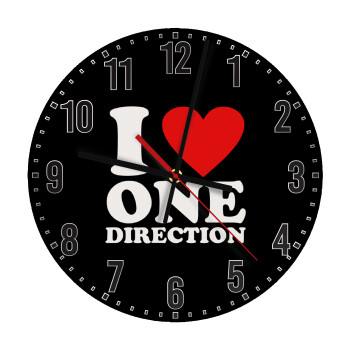 I Love, One Direction, Ρολόι τοίχου ξύλινο (30cm)