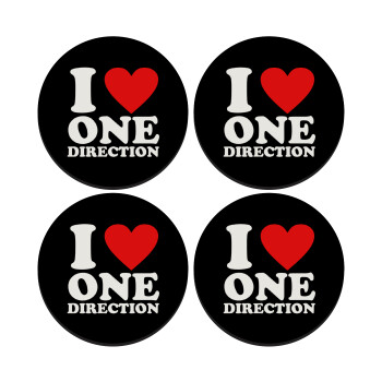 I Love, One Direction, SET of 4 round wooden coasters (9cm)