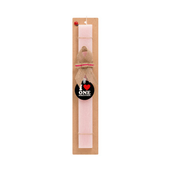 I Love, One Direction, Easter Set, wooden keychain & scented flat Easter candle (30cm) (PINK)