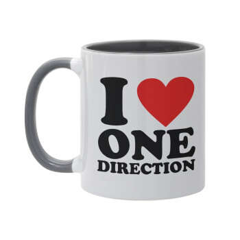 I Love, One Direction, Κούπα χρωματιστή γκρι, κεραμική, 330ml