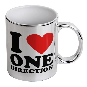 I Love, One Direction, Κούπα κεραμική, ασημένια καθρέπτης, 330ml