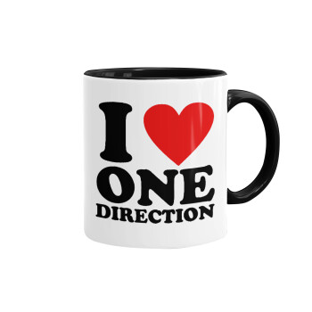 I Love, One Direction, Mug colored black, ceramic, 330ml