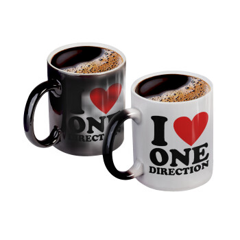 I Love, One Direction, Color changing magic Mug, ceramic, 330ml when adding hot liquid inside, the black colour desappears (1 pcs)