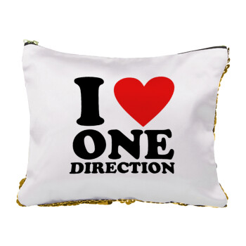 I Love, One Direction, Τσαντάκι νεσεσέρ με πούλιες (Sequin) Χρυσό