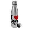 Metallic water bottle, stainless steel, 750ml