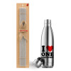 Easter Set, metallic stainless thermos flask (500ml) & scented flat Easter candle (30cm) (GRAY)