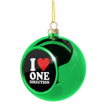 I Love, One Direction, Χριστουγεννιάτικη μπάλα δένδρου Πράσινη 8cm