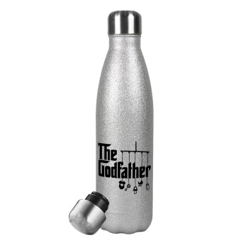 The Godfather baby, Metallic Glitter Silver Thermos Flask (Stainless steel), double-walled, 500ml