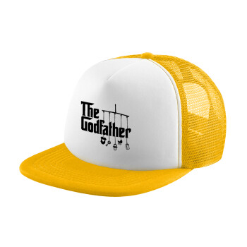 The Godfather baby, Adult Soft Trucker Hat with Yellow/White Mesh (POLYESTER, ADULT, UNISEX, ONE SIZE)