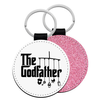 The Godfather baby, Μπρελόκ Δερματίνη, στρογγυλό ΡΟΖ (5cm)