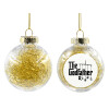 Transparent Christmas tree ball ornament with gold filling 8cm