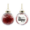 Transparent Christmas tree ball ornament with red filling 8cm