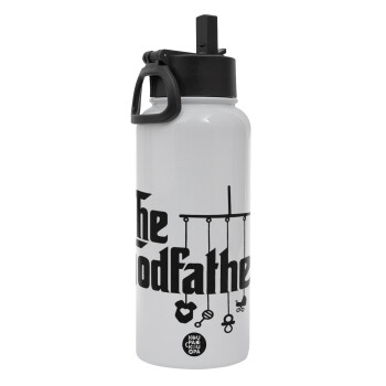 The Godfather baby, Metal mug thermo White with Straw and Spout Lid (Stainless steel), double wall, 950ml