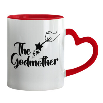 Fairy God Mother, Mug heart red handle, ceramic, 330ml