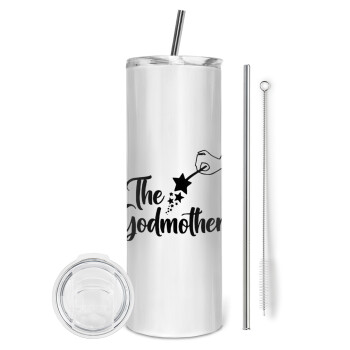 Fairy God Mother, Tumbler ποτήρι θερμό από ανοξείδωτο ατσάλι 600ml, με μεταλλικό καλαμάκι & βούρτσα καθαρισμού