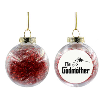 Fairy GodMother, Χριστουγεννιάτικη μπάλα δένδρου διάφανη με κόκκινο γέμισμα 8cm