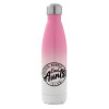 Metal mug thermos Pink/White (Stainless steel), double wall, 500ml