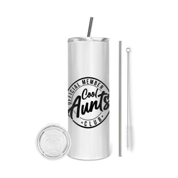 Cool Aunts club, Eco friendly stainless steel tumbler 600ml, with metal straw & cleaning brush