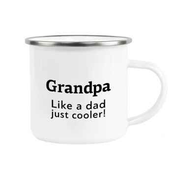 Grandpa, like a dad, just cooler, Κούπα Μεταλλική εμαγιέ λευκη 360ml