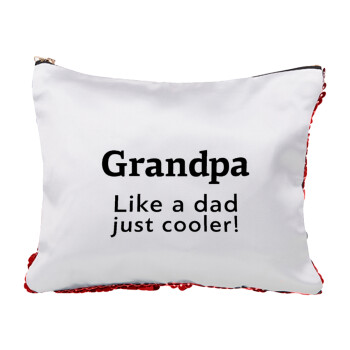 Grandpa, like a dad, just cooler, Red sequin cosmetic bag