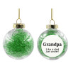 Transparent Christmas tree ball ornament with green filling 8cm