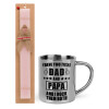 Easter Set, metallic thermal cup (300ml) & aromatic flat Easter candle (30cm) (PINK)