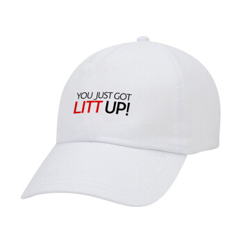 Suits You Just Got Litt Up! , Καπέλο Ενηλίκων Baseball Λευκό 5-φύλλο (POLYESTER, ΕΝΗΛΙΚΩΝ, UNISEX, ONE SIZE)