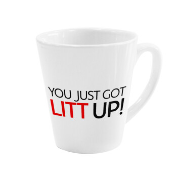 Suits You Just Got Litt Up! , Κούπα κωνική Latte Λευκή, κεραμική, 300ml