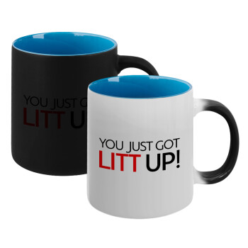 Suits You Just Got Litt Up! , Κούπα Μαγική εσωτερικό μπλε, κεραμική 330ml που αλλάζει χρώμα με το ζεστό ρόφημα (1 τεμάχιο)