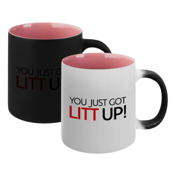 Suits You Just Got Litt Up! , Κούπα Μαγική εσωτερικό ΡΟΖ, κεραμική 330ml που αλλάζει χρώμα με το ζεστό ρόφημα