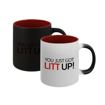 Suits You Just Got Litt Up! , Κούπα Μαγική εσωτερικό κόκκινο, κεραμική, 330ml που αλλάζει χρώμα με το ζεστό ρόφημα (1 τεμάχιο)