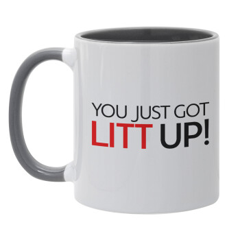 Suits You Just Got Litt Up! , Κούπα χρωματιστή γκρι, κεραμική, 330ml