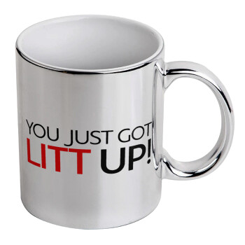 Suits You Just Got Litt Up! , Κούπα κεραμική, ασημένια καθρέπτης, 330ml