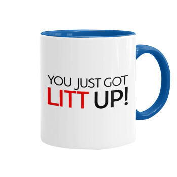 Suits You Just Got Litt Up! , Κούπα χρωματιστή μπλε, κεραμική, 330ml