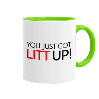 Suits You Just Got Litt Up! , Mug colored light green, ceramic, 330ml