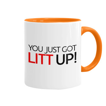 Suits You Just Got Litt Up! , Mug colored orange, ceramic, 330ml