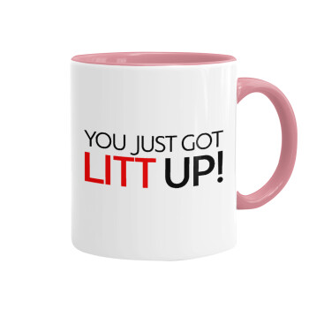 Suits You Just Got Litt Up! , Κούπα χρωματιστή ροζ, κεραμική, 330ml