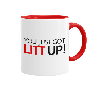 Suits You Just Got Litt Up! , Κούπα χρωματιστή κόκκινη, κεραμική, 330ml