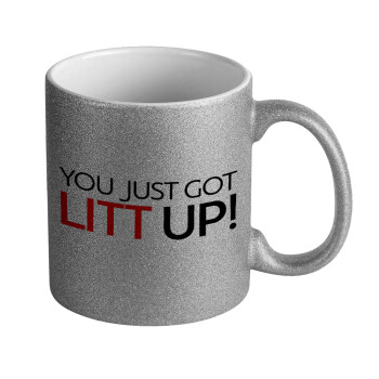 Suits You Just Got Litt Up! , Κούπα Ασημένια Glitter που γυαλίζει, κεραμική, 330ml