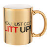 Mug ceramic, gold mirror, 330ml