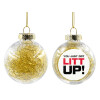 Transparent Christmas tree ball ornament with gold filling 8cm