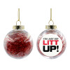 Transparent Christmas tree ball ornament with red filling 8cm