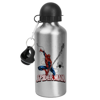 Spiderman fly, Metallic water jug, Silver, aluminum 500ml