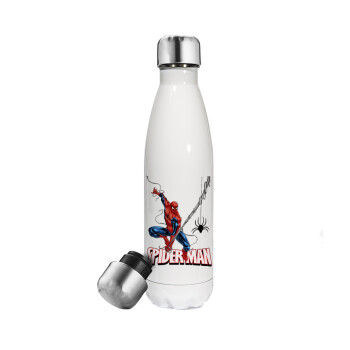 Spiderman fly, Metal mug thermos White (Stainless steel), double wall, 500ml